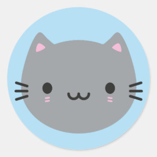 Sticker Rond Cupides chats - Grey Kawaii Kitten