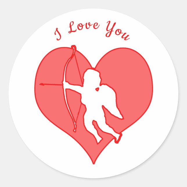 Sticker Rond Cupidon Amour Saint-Valentin  (Devant)