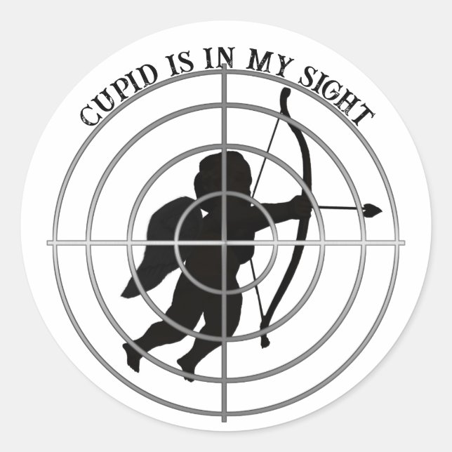 Sticker Rond Cupidon Anti Saint-Valentin  (Devant)
