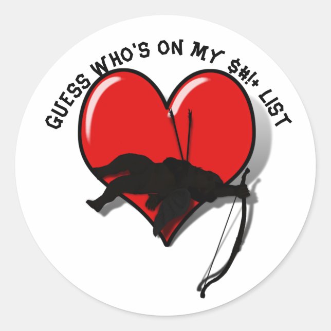 Sticker Rond Cupidon Anti Saint-Valentin  (Devant)