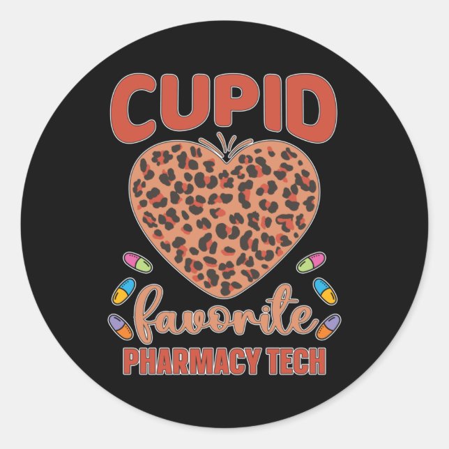 Sticker Rond Cupidon Favori Pharmacie Technicien Technicien Pha (Devant)