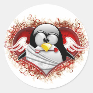 Sticker Rond Cupidon Tux de Valentine