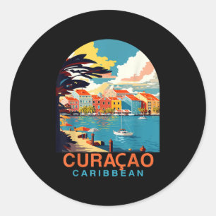 Sticker Rond Curacao Voyage vacances d'été Curacao Caraïbes I