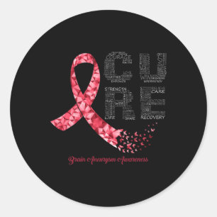 Sticker Rond CURE Burgundy Ribbon Sensibilisation à l'neurymie 