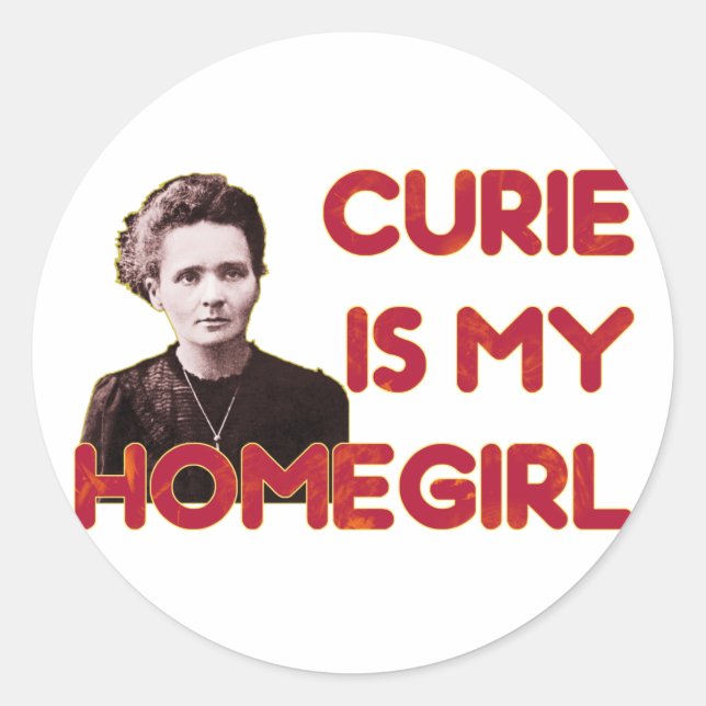 Sticker Rond Curie Est Ma Fille (Devant)