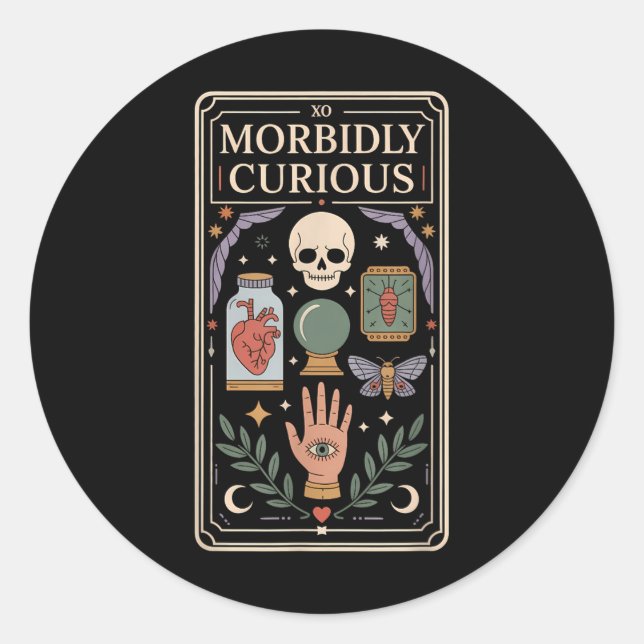 Sticker Rond Curieusement Morbide Oddities Chemise Gothique Vib (Devant)