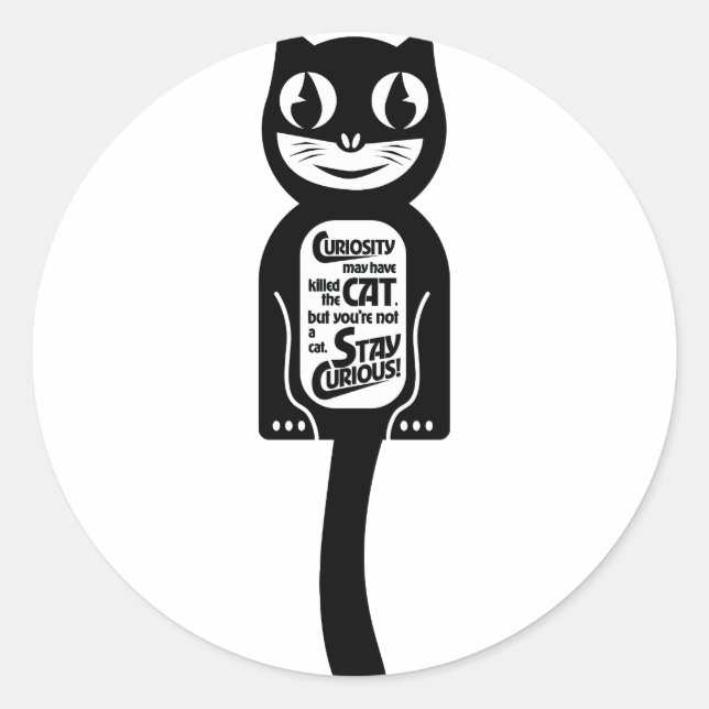 Sticker Rond Curieux chat noir (Devant)
