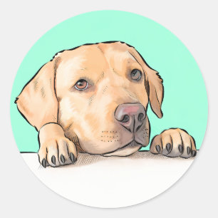 Sticker Rond Curieux chien