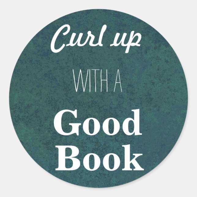 Sticker Rond Curl Up avec un bon livre (Devant)