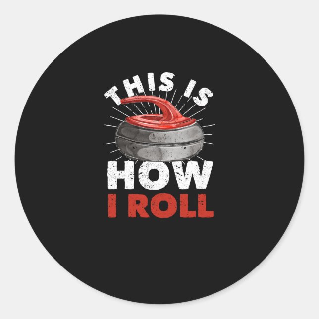 Sticker Rond Curling Player Fan Winter Sports Curler (Devant)