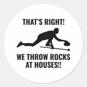 Sticker Rond Curling Sport glace Salle de bain en pierre