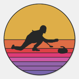 Sticker Rond Curling Sport glace Salle de bain en pierre