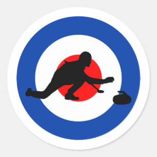 Sticker Rond Curling Winter Glace Sport Curler Bullseye