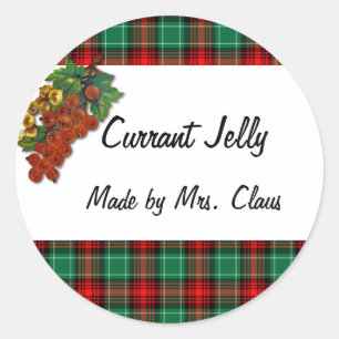 Sticker Rond Currants Green Red Plaid Custom Holiday Recette La