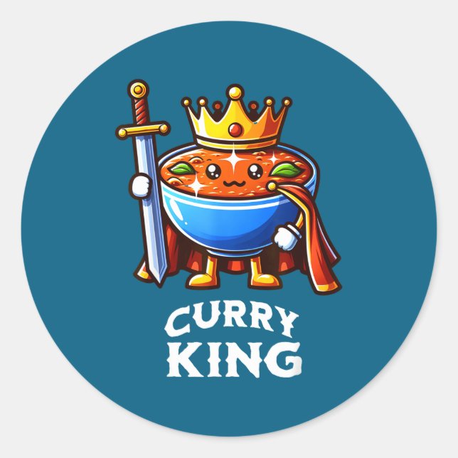 Sticker Rond Curry King Funny Quote Curry Indian Food Lover  (Devant)