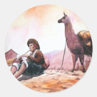Sticker Rond Cusco Pérou Llama Photo
