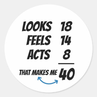 Sticker Rond Custom Age Equation Funny Personalized Birthday 