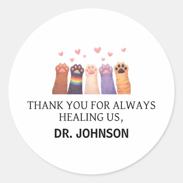 Sticker Rond Custom Animal Doctor | Happy Doctor’s Day (Devant)