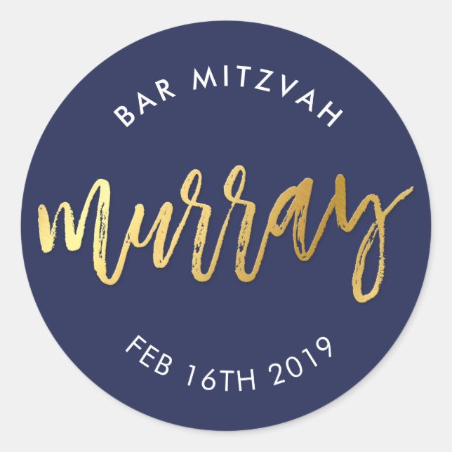 Sticker Rond CUSTOM Bar Mitzvah pour Murray marine + or (Devant)