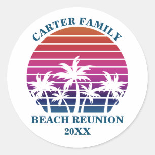 Sticker Rond Custom Beach Cruise Famille Reunion Sunset Party