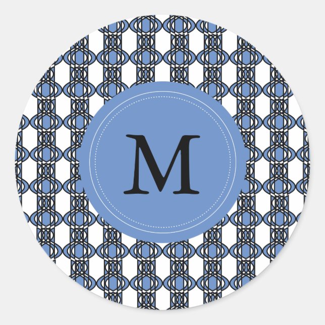 Sticker Rond Custom Blue Abstract (Devant)