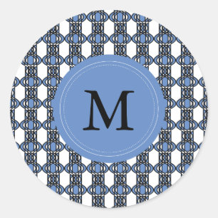 Sticker Rond Custom Blue Abstract