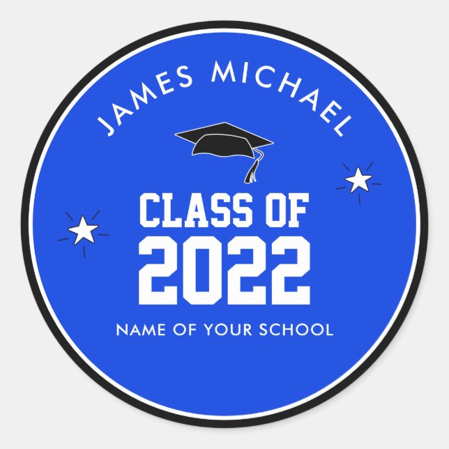 Sticker Rond Custom Blue Class of High School Graduation (Devant)