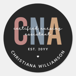 Sticker Rond Custom CNA Retro Certified Nursing Assistant Gifts