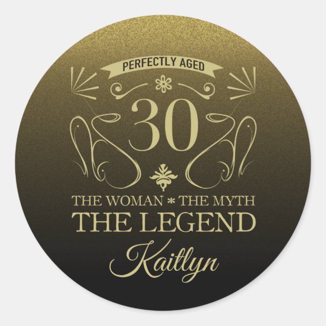 Sticker Rond Custom Cute Happy 30th Birthday (Devant)