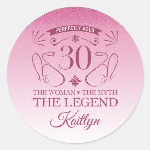 Sticker Rond Custom Cute Happy 30th Birthday