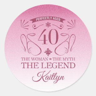Sticker Rond Custom Cute Happy 40th Birthday