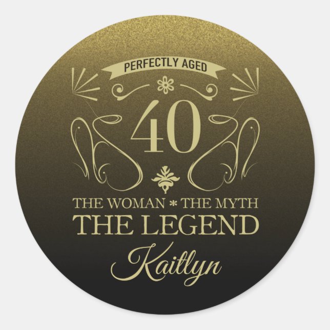 Sticker Rond Custom Cute Happy 40th Birthday (Devant)