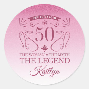 Sticker Rond Custom Cute Happy 50th Birthday