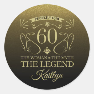 Sticker Rond Custom Cute Happy 60th Birthday