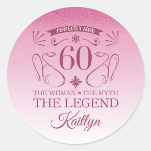 Sticker Rond Custom Cute Happy 60th Birthday