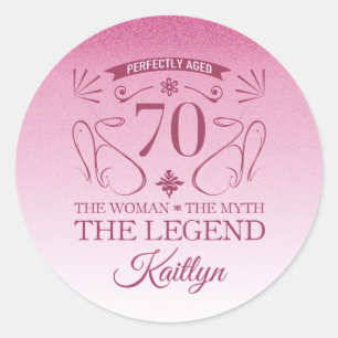 Sticker Rond Custom Cute Happy 70th Birthday