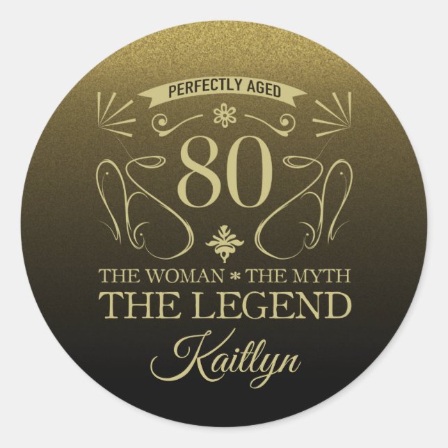 Sticker Rond Custom Cute Happy 80th Birthday (Devant)