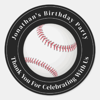 Sticker Rond Custom Details Baseball Ball Sport Birthday Event