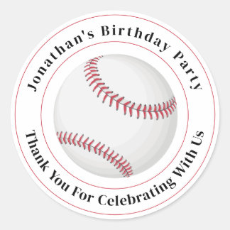 Sticker Rond Custom Details Baseball Ball Sport Birthday Event