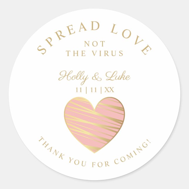 Sticker Rond Custom Dusty Pink Heart Wedding Sanitizer Hands  (Devant)