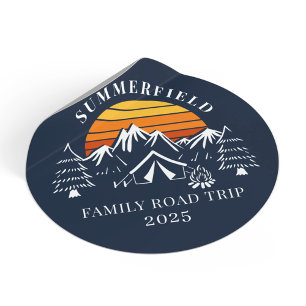 Sticker Rond Custom Family Vacation Road Trip Camping