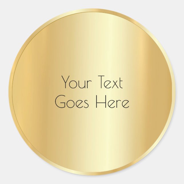 Sticker Rond Custom Faux Gold Modern Modèle Ajouter Votre Texte (Devant)