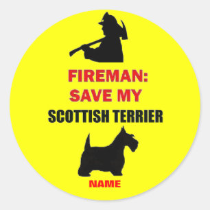 Sticker Rond Custom Fire Safety Scottish Terrier