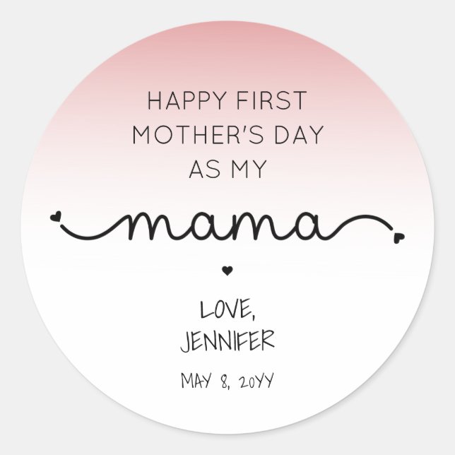Sticker Rond Custom First Mother's Day Nouveaux cadeaux de mama (Devant)