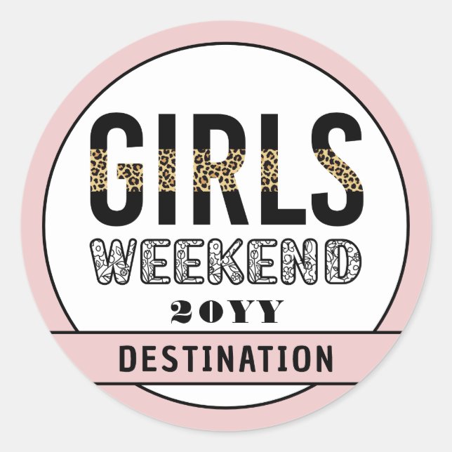 Sticker Rond Custom Girls Week-end Girls Trip Vacances (Devant)