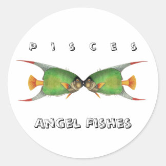 Sticker Rond Custom Green Angel Fish Pisces Astrological Sign