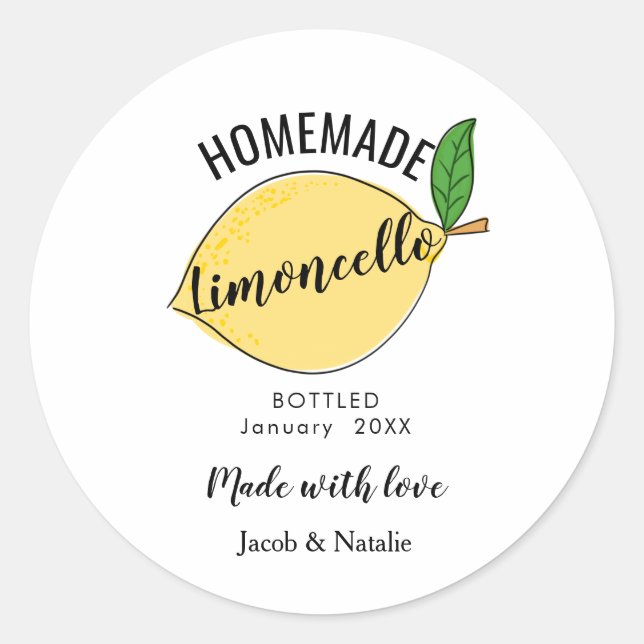 Sticker Rond custom homemade limoncello wedding favor (Devant)