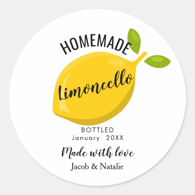Sticker Rond custom homemade limoncello wedding favor (Devant)