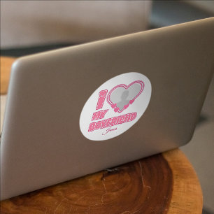 Sticker Rond Custom I Love My Boyfriend - Ajouter photo et nom