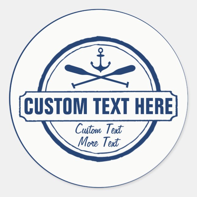 Sticker Rond Custom Lake, Beach House & Boat Ancre nautique (Devant)